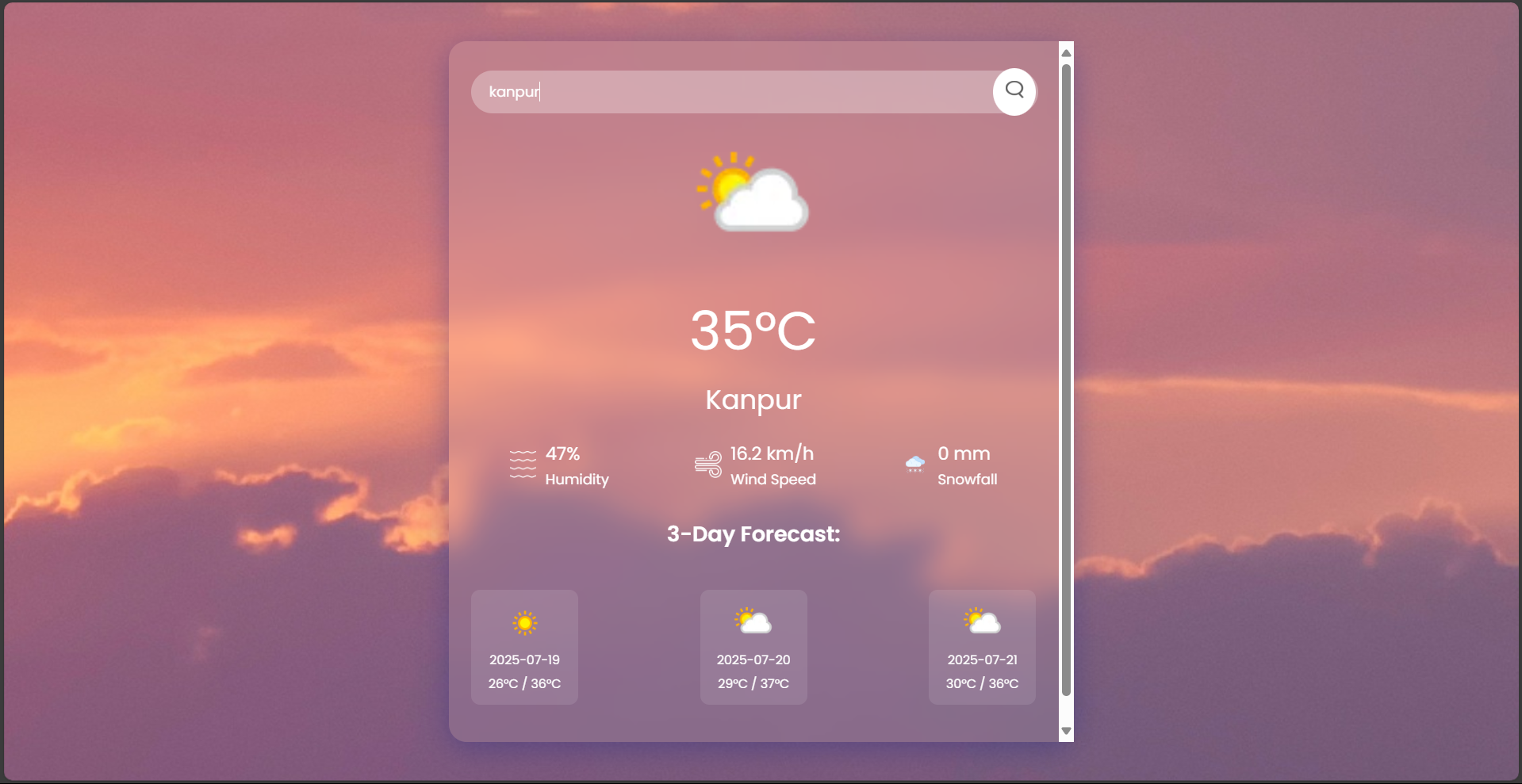 Rain Forecast Website
